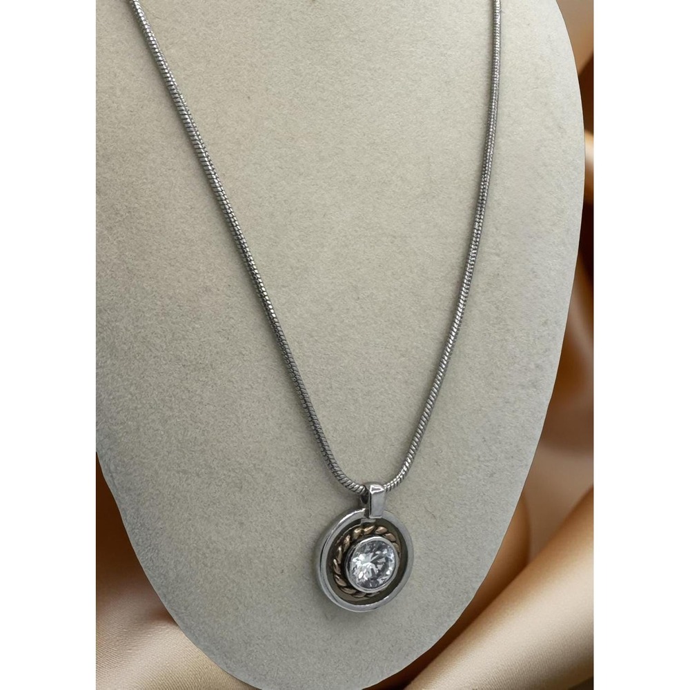 Contemporary Vintage Rhinestone Bezel Pendant Necklace Y2K‎ - Picture 2 of 5